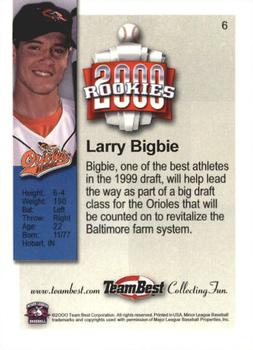 2000 Team Best Rookies #6 Larry Bigbie Back