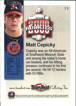 2000 Team Best Rookies #13 Matt Cepicky Back