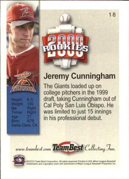 2000 Team Best Rookies #18 Jeremy Cunningham Back
