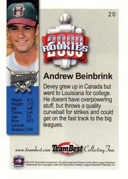 2000 Team Best Rookies #20 Andrew Beinbrink Back