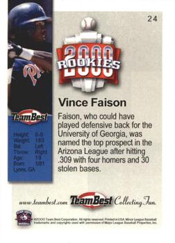2000 Team Best Rookies #24 Vince Faison Back