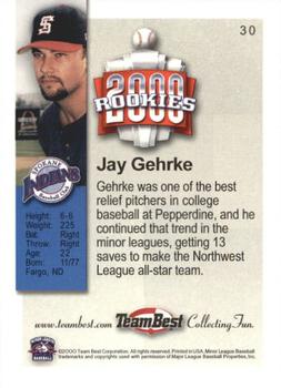 2000 Team Best Rookies #30 Jay Gehrke Back
