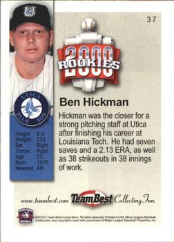 2000 Team Best Rookies #37 Ben Hickman Back