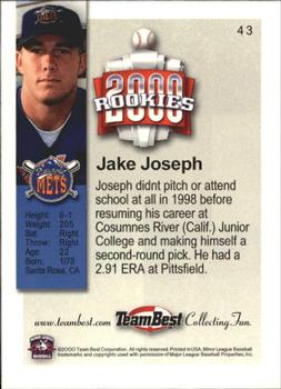 2000 Team Best Rookies #43 Jake Joseph Back