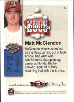 2000 Team Best Rookies #55 Matt McClendon Back