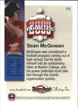 2000 Team Best Rookies #56 Sean McGowan Back