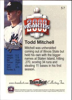 2000 Team Best Rookies #57 Todd Mitchell Back