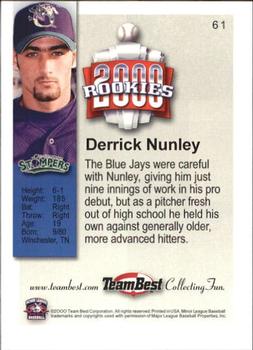 2000 Team Best Rookies #61 Derrick Nunley Back
