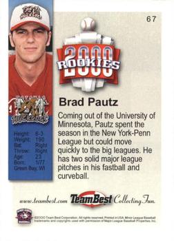 2000 Team Best Rookies #67 Brad Pautz Back