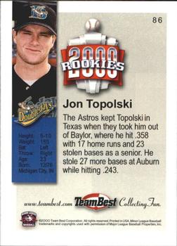 2000 Team Best Rookies #86 Jon Topolski Back