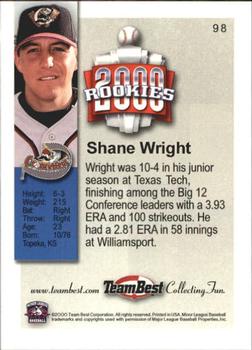 2000 Team Best Rookies #98 Shane Wright Back