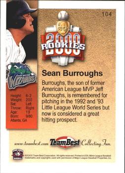 2000 Team Best Rookies #104 Sean Burroughs Back