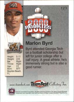 2000 Team Best Rookies #123 Marlon Byrd Back