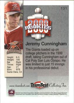 2000 Team Best Rookies #131 Jeremy Cunningham Back