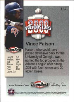 2000 Team Best Rookies #137 Vince Faison Back