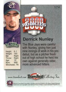 2000 Team Best Rookies #174 Derrick Nunley Back