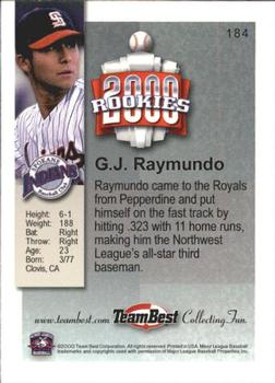 2000 Team Best Rookies #184 G.J. Raymundo Back