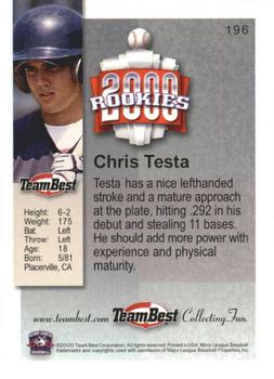 2000 Team Best Rookies #196 Chris Testa Back