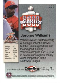2000 Team Best Rookies #209 Jerome Williams Back
