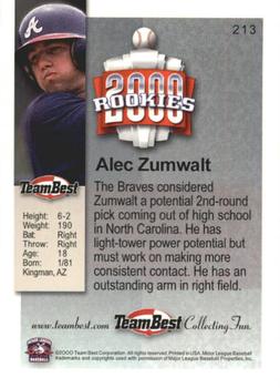 2000 Team Best Rookies #213 Alec Zumwalt Back