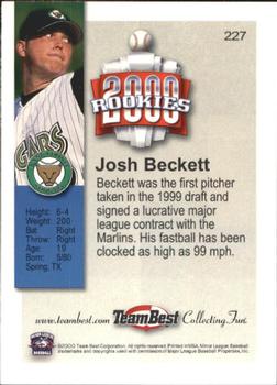 2000 Team Best Rookies #227 Josh Beckett Back