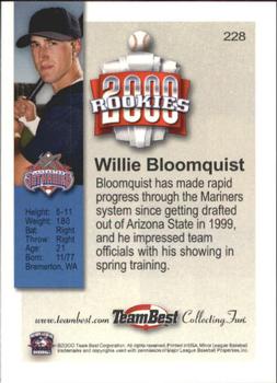 2000 Team Best Rookies #228 Willie Bloomquist Back