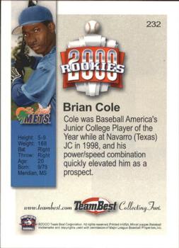 2000 Team Best Rookies #232 Brian Cole Back