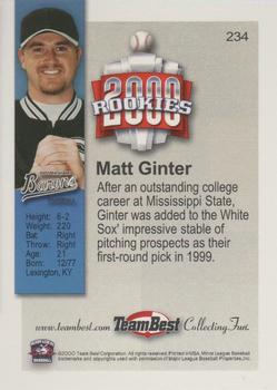 2000 Team Best Rookies #234 Matt Ginter Back