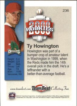 2000 Team Best Rookies #236 Ty Howington Back