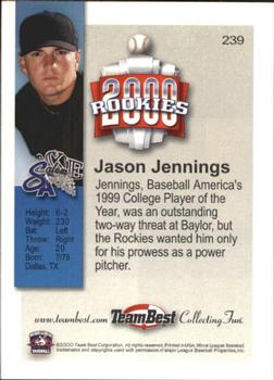 2000 Team Best Rookies #239 Jason Jennings Back