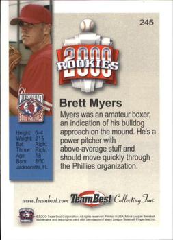 2000 Team Best Rookies #245 Brett Myers Back