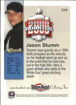 2000 Team Best Rookies #249 Jason Stumm Back
