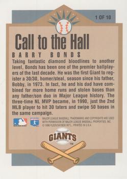 1996 Ultra - Call to the Hall #1 Barry Bonds Back