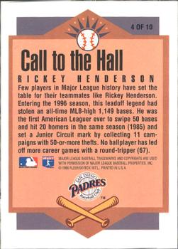 1996 Ultra - Call to the Hall #4 Rickey Henderson Back