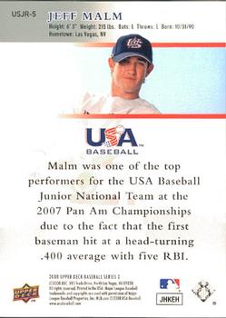 2008 Upper Deck - USA Junior National Team #USJR-5 Jeff Malm Back
