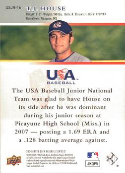 2008 Upper Deck - USA Junior National Team #USJR-16 T.J. House Back