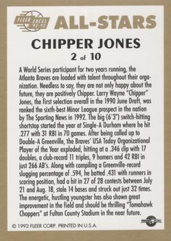 1992-93 Fleer Excel - All-Stars #2 Chipper Jones Back