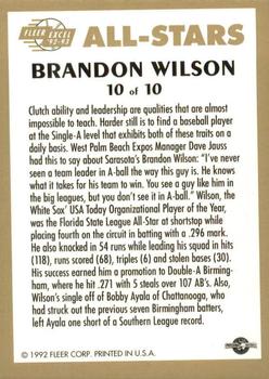 1992-93 Fleer Excel - All-Stars #10 Brandon Wilson Back