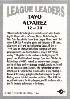1992-93 Fleer Excel - League Leaders #12 Tavo Alvarez Back