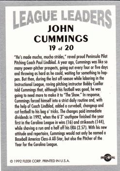 1992-93 Fleer Excel - League Leaders #19 John Cummings Back