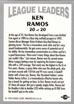 1992-93 Fleer Excel - League Leaders #20 Ken Ramos Back