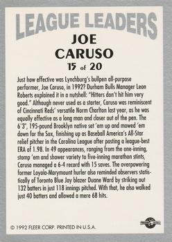 1992-93 Fleer Excel - League Leaders #15 Joe Caruso Back