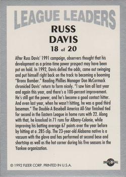 1992-93 Fleer Excel - League Leaders #18 Russ Davis Back