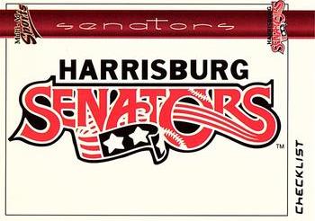 1999 Multi-Ad Harrisburg Senators #1 Checklist Front