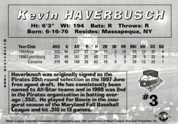 1999 Grandstand Altoona Curve #NNO Kevin Haverbusch Back