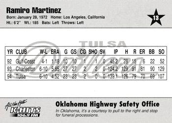 1995 Tulsa Drillers #13 Ramiro Martinez Back