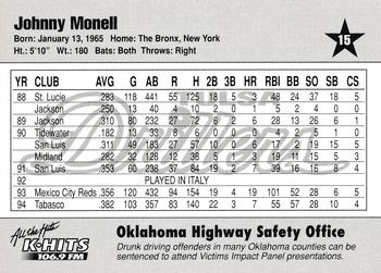 1995 Tulsa Drillers #15 Johnny Monell Back