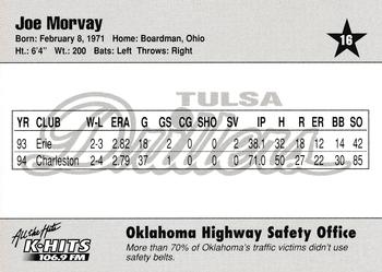 1995 Tulsa Drillers #16 Joe Morvay Back