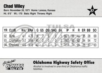 1995 Tulsa Drillers #27 Chad Wiley Back