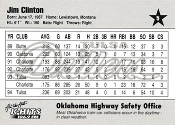 1995 Tulsa Drillers #5 Jim Clinton Back